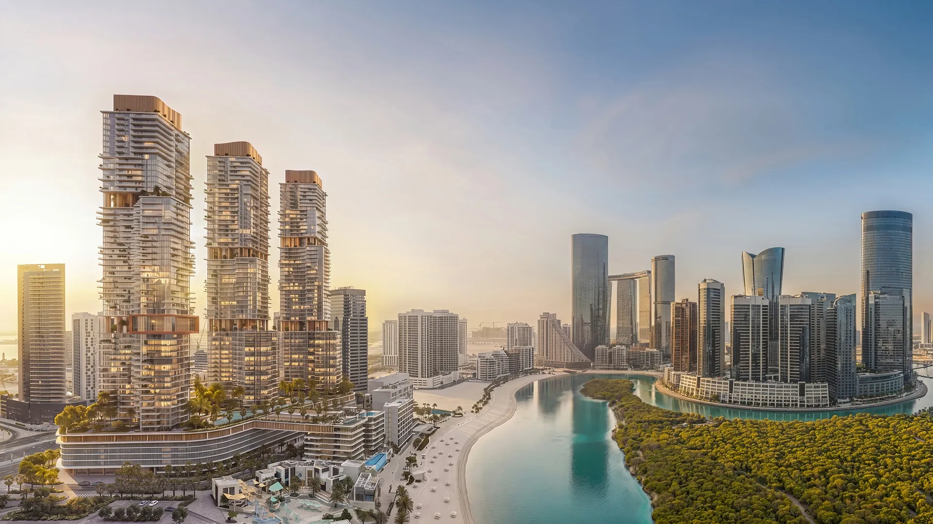 Bab Al Qasr Residence 77 at sunrise on Al Reem Island