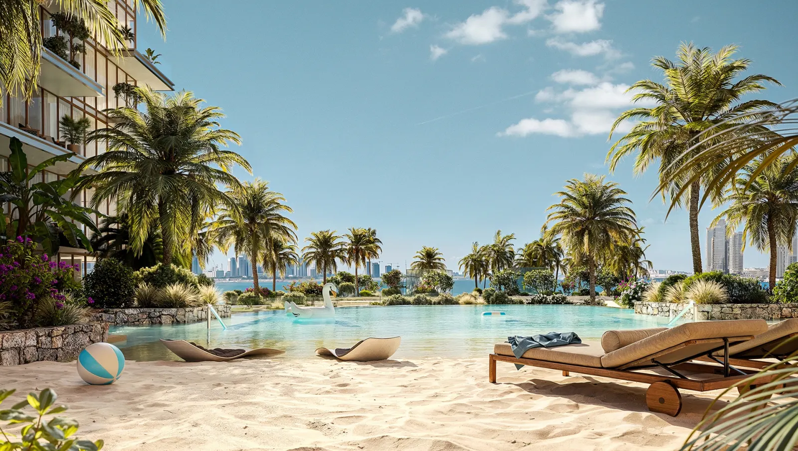 Beach-entry pool