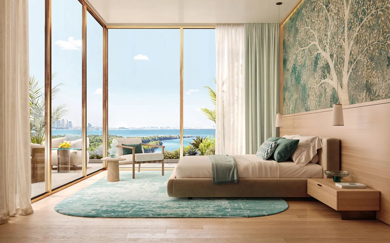 Bedroom opening to a sea-view balcony