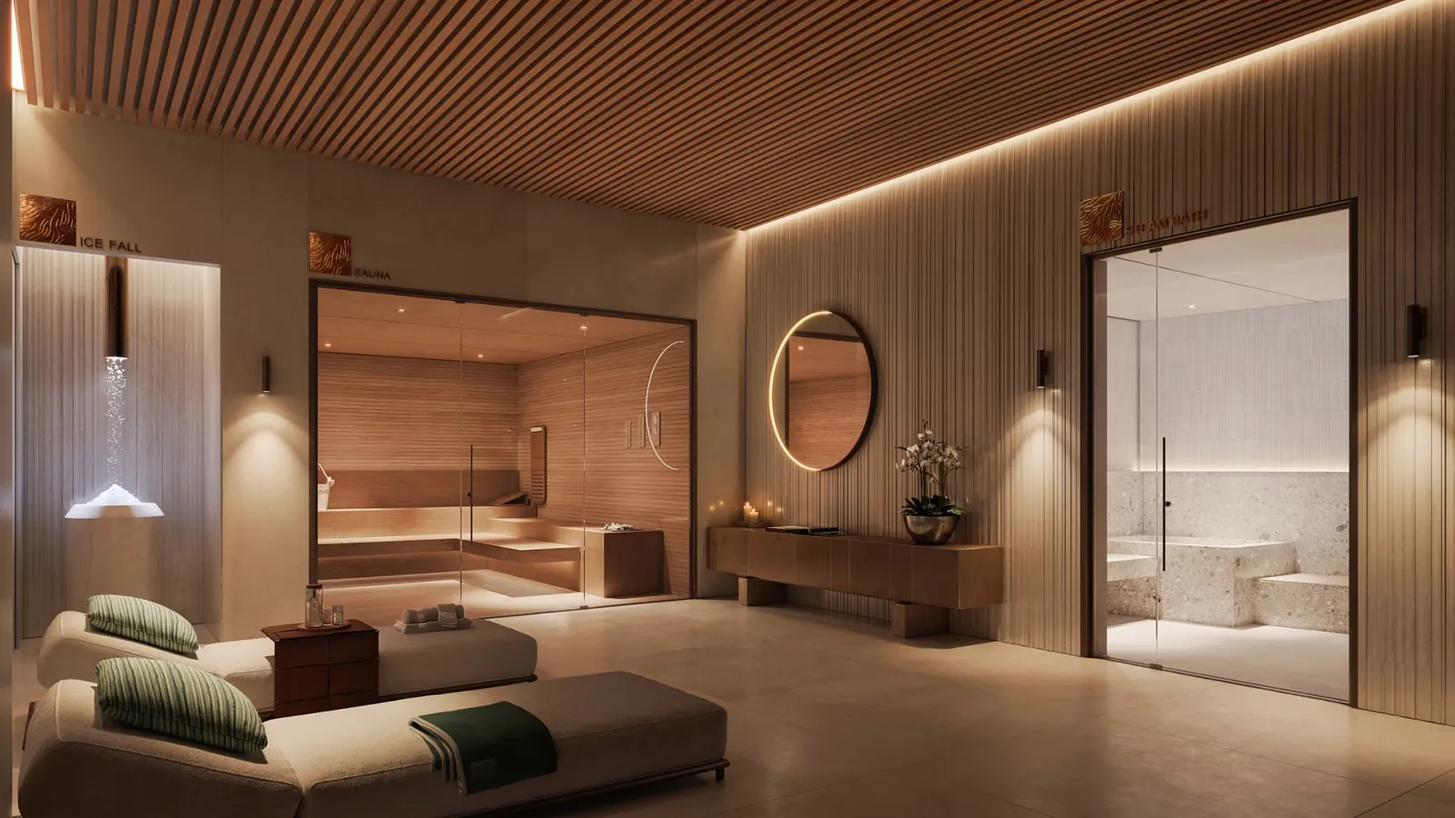 Spa relaxation room and sauna at Bab Al Qasr Residence 77
